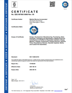 Medical Murray ISO:12485:2016 certificate