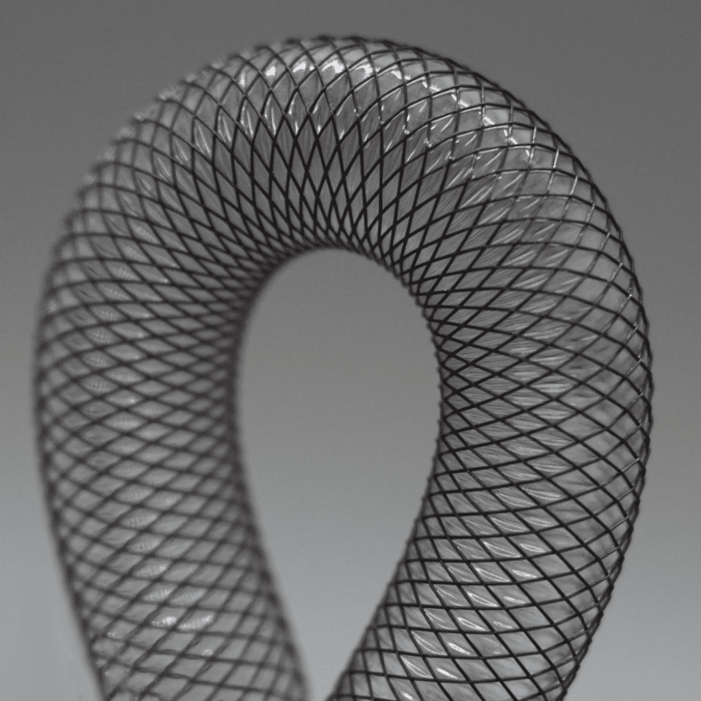 Covered Nitinol Braid Loop on Grey Background