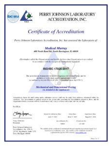 Medical Murray ISO/IEC 17025:2017 certificate of accreditation
