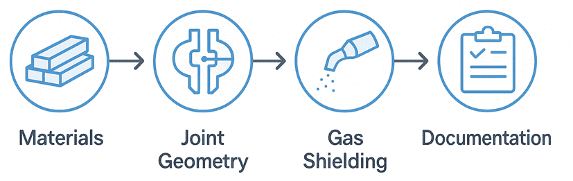Graphic detailing key components of laser welding process