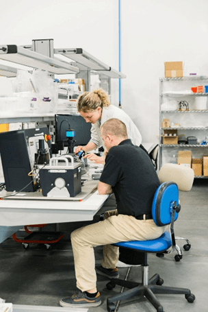 Medical Murray technicians testing medical devices in lab setting