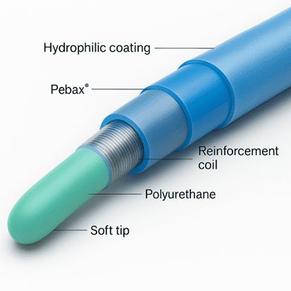 Diagram detailed the parts of a soft-tipped pediatric medical device